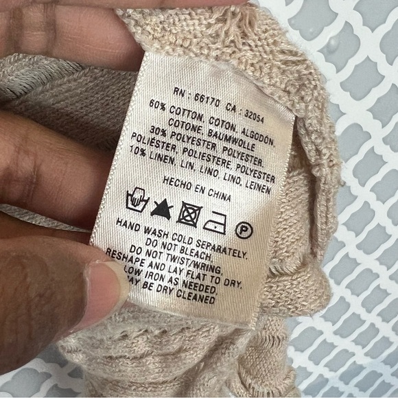 EUC Anthropologie Yellow Bird Tan Carolina Open Knit Poncho Sweater - Picture 10 of 10